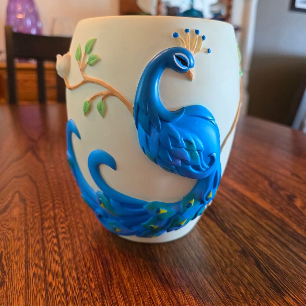 LENOX Majestic Peacock Ceramic Vase 7" RARE Limited Maximalist Grandma Chic